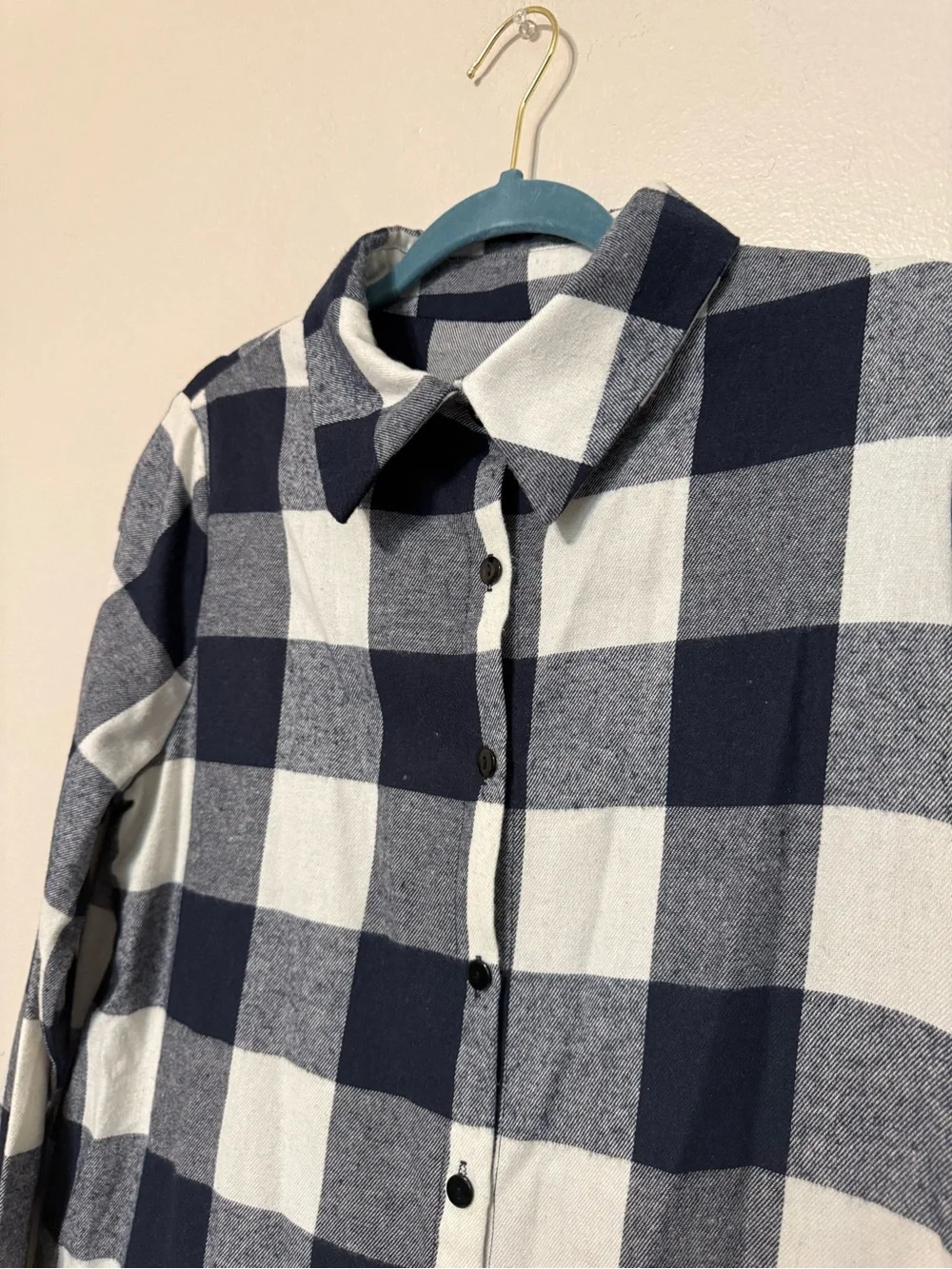 Black and White Buffalo Plaid Button-Down Tunic Top - Picture 3 of 7